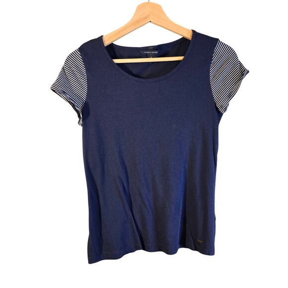Tommy Hilfiger Small Navy Blue/Stripes T-Shirt [0424] - Picture 1 of 8